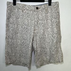 Tasso Elba Island Linen Blend Chino Shorts Mens Size 30 Tan Paisley 10” Inseam